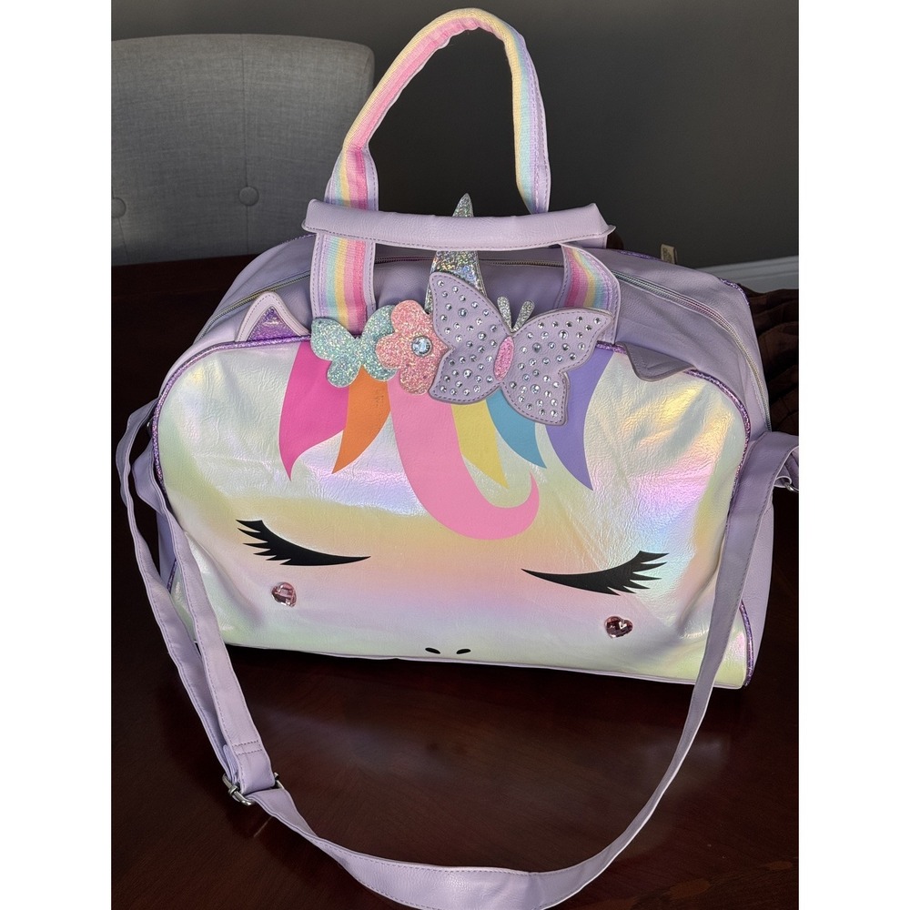OMG Unicorn Girls Duffel Bag Overnight bag Purple lilac lavender rainbow 🌈 🦋